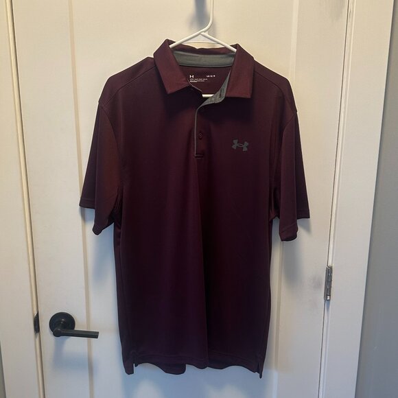 Under Armour Red Maroon Polo Medium Golf - Picture 1 of 3